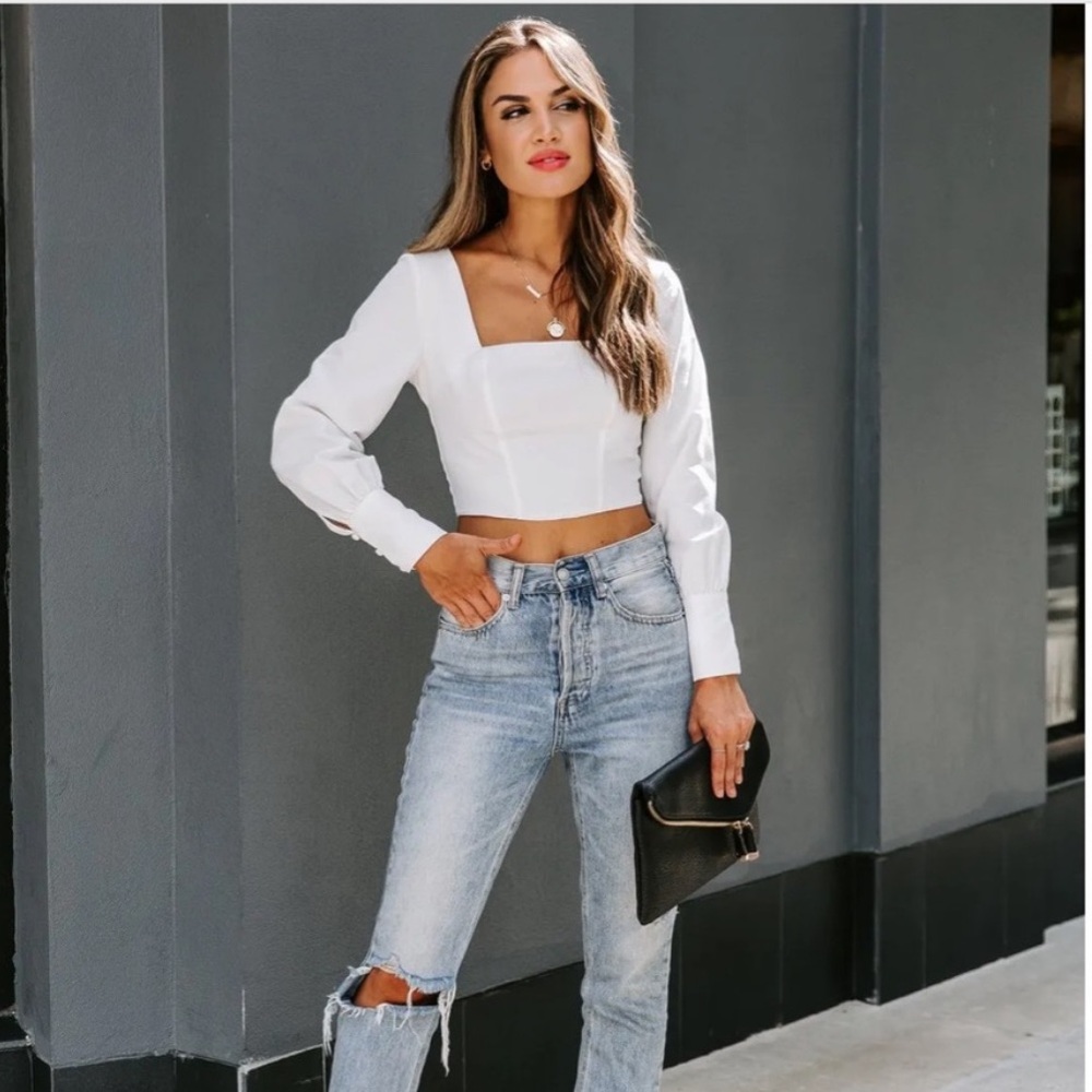 Vici cotton bend square neck crop top